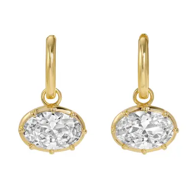 Damen-Oval-Ohrringe, Strass, leichte Luxus - 6