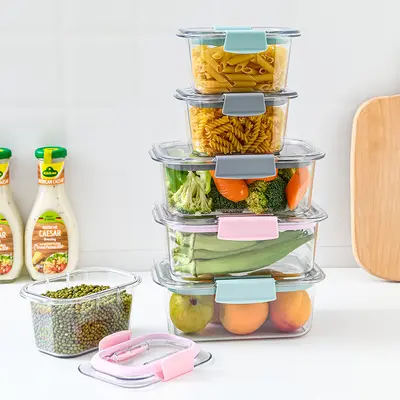 Tritan Plastic Food Storage Container with Lid, Transparent, Microwave-Safe