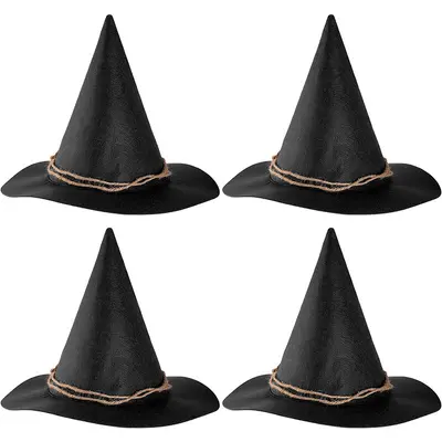 Halloween Pointed Witch Hat, Dark Brown Felt with String, Party Costume