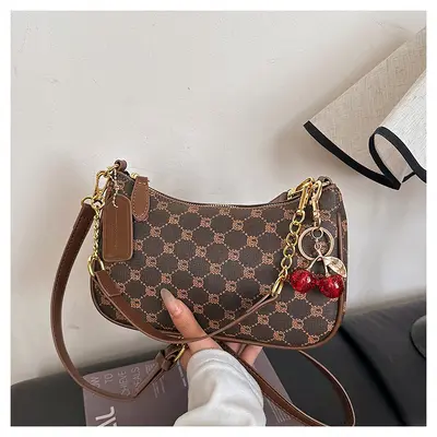 Vintage bedruckte Damen-Achseltasche mit Schultergurt - 7