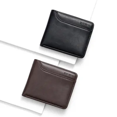 Kurze Herrenbrieftasche aus PU-Leder mit Kartenfach und Münzfach - 4