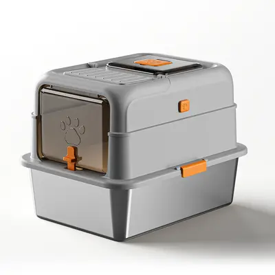 Stainless Steel Enclosed Cat Litter Box, Extra Large, Removable