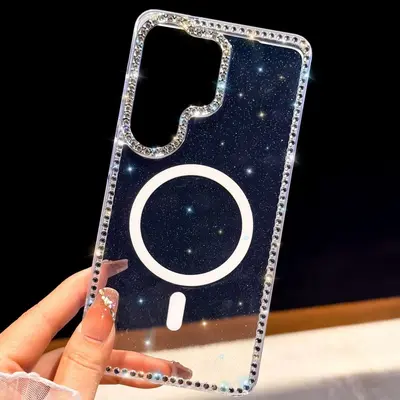 适用三星S26ultra手机壳N52高斯磁吸s25plus奢华闪钻爱心S24跨境 - 8