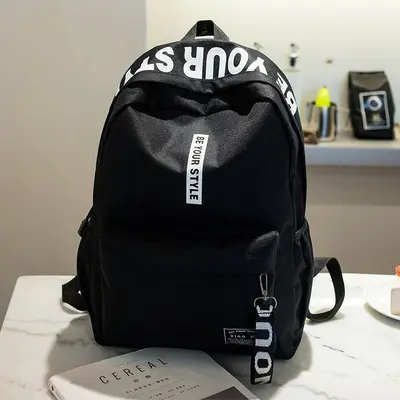 2026er koreanische Schultertasche mit Buchstabenmotiv für Jungen und Mädchen, Mittel- und Oberschüler, Schultasche für Damen mit großem Fassungsvermögen, Campus-Segeltuch-Rucksack