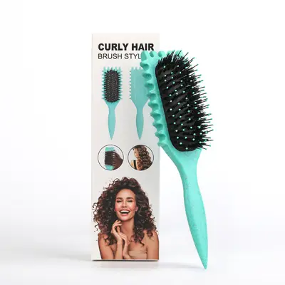Sınır Ötesi Bestseller Buğday Samanı Şekilli Sıçrama Tarağı Kıvırcık Saç Fırçası Aynı Model Kıvırma Tarağı Tanımlı Şekillendirme Tarağı Taklit Domuz Kılı Fırçası - 12