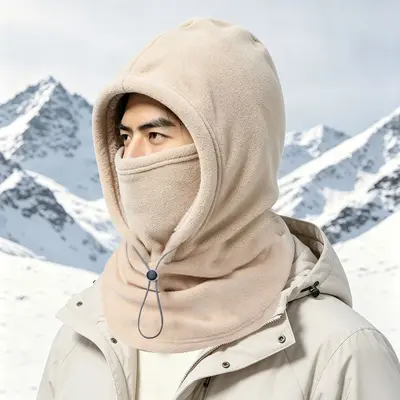 Polar astarlı 3'ü 1 arada kış şapkası, rüzgar geçirmez, yüz ve boyun koruyucu