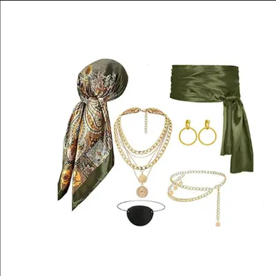 Women's Pirate Costume Set with Waist Chain, Halloween Cosplay - 7