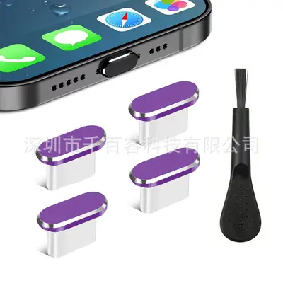 Beş İşlevli Type-C Veri Portu USB Toz Kapağı Telefon Şarj Portu Metal Toz Kapağı Fırçalı - 11