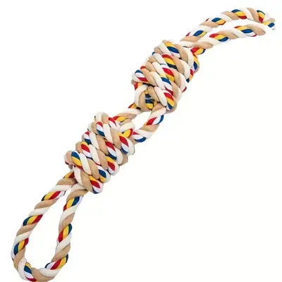 Dog Cotton Rope Toy Chew-Resistant Teeth Cleaning Tug Rope - 6