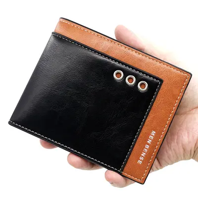 Menbense Men's Short Wallet, Multi-Card Slots, Large Capacity, PU Leather - 1