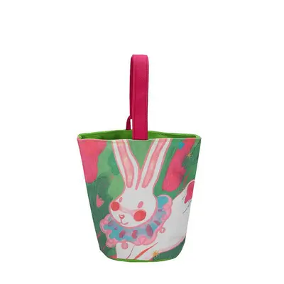 Printed Canvas Bucket Bag with Cartoon Illustration for Women - 12