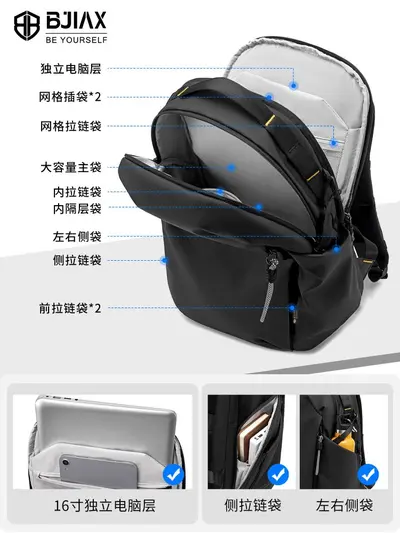 Men's Business Travel Backpack, Large Capacity with Laptop Compartment - 5