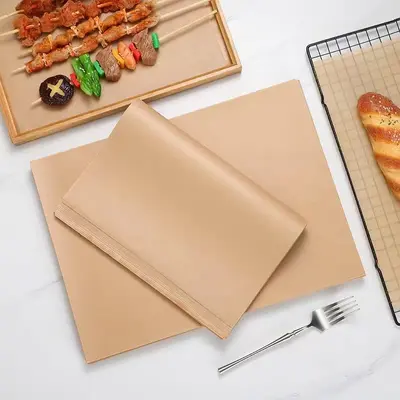 Beef leather color grease-proof paper tray grease-proof paper disposable barbecue mat paper pizza baking paper oil-absorbent paper food-grade - 5