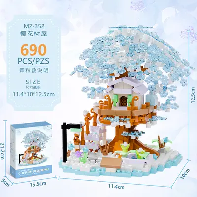 [Toptan Dropshipping] Dört Mevsim Sakura Ağacı Ev Yapı Taşları Lego ile Uyumlu çocuk Eğitici Oyuncaklar Masaüstü Süsler Hediyeler - 10