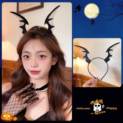 Cadılar Bayramı siyah peluş göz taç, kadın cosplay parti saç bandı - 11