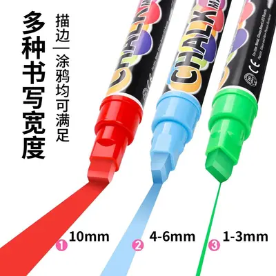 8-Colour Liquid Chalk Markers, 10 mm, Erasable, for LED Writing Boards and Glass