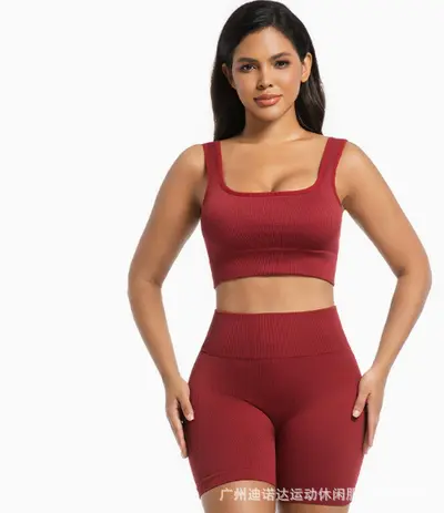 Yüksek Bel Karın Sıkılaştırıcı Şeftali Kalça Yoga Şort Takımı - 11