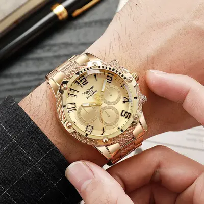 6 parçalı erkek saati set çelik kordon moda partisi hediye
