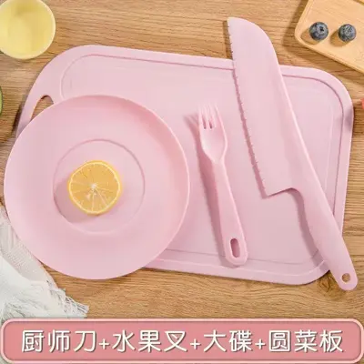 Kinder-Kunststoffmesserset, Kindergarten, pädagogisch, mit Schneidebrett