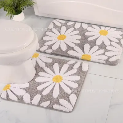 İmitasyon Kaşmir Banyo Klozet Paspas Seti 2'li, Kaymaz Taban, Minimalist - 9