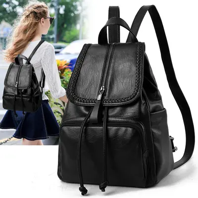 Women's Soft Leather Backpack Academy Style Large Capacity
