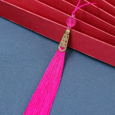 15 cm pagoda şapkası püsküllü antik stil kolye - 9