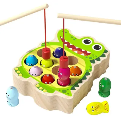 Montessori ahşap meşgul tahtası, manyetik balık oyunu