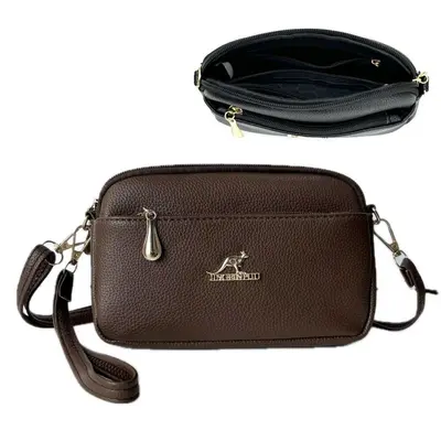 Women's Soft Leather Crossbody Bag Multi-Layer Mom Bag - 8