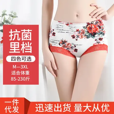 Lace Cotton Women's Seamless Antibacterial Panties, Plus Size - 3