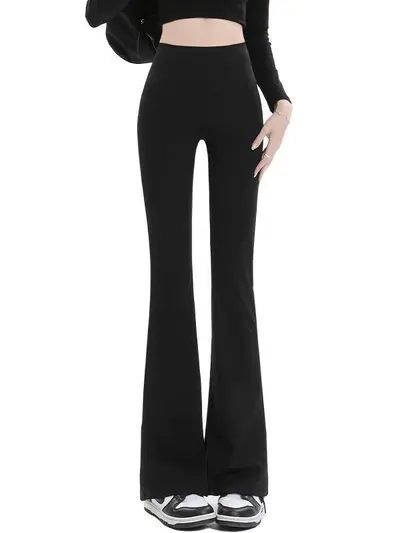 Women's High-Waist Flared Pants, Autumn Winter 2025 Korean Style, High Stretch Casual Trou