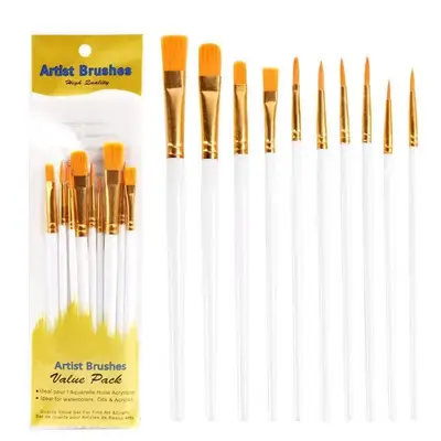 Nylon-Haarpinsel-Set 10er Kunststoffstiel Acryl- und Ölmalerei - 9