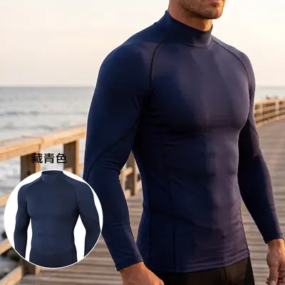 Men's Running Top, Turtleneck Long-Sleeve Moisture-Wicking Quick-Dry Training Shirt - 5