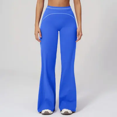 Hochbund-Yoga-Hose mit breitem Bein, locker, Herbst/Winter - 8