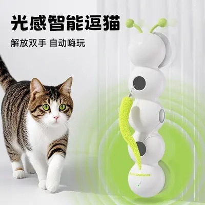 跨境批发宠物猫咪感应逗猫棒玩具电动毛毛虫羽毛尾巴智能自嗨解闷 - 3
