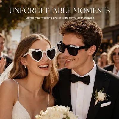 Just MARRIED Verlobungsparty-Sonnenbrille mit Perlen-Herz-Dekor - 3