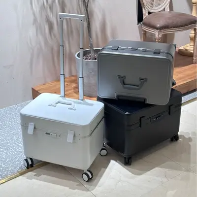 Flip-top fotoğrafçılık alüminyum çerçeve tekerlekli çanta evrensel tekerlek güzellik enstrüman bavul 20 küçük kaptan çantası erkekler ve kadınlar için 23 inç - 4