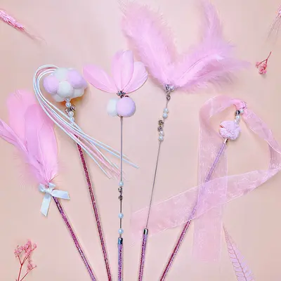 Fairy Cat Teaser Wand with Bell and Feather Toy - 7