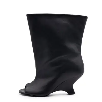 Damen-Keilstiefel mit Fischmaul-Design, kurz