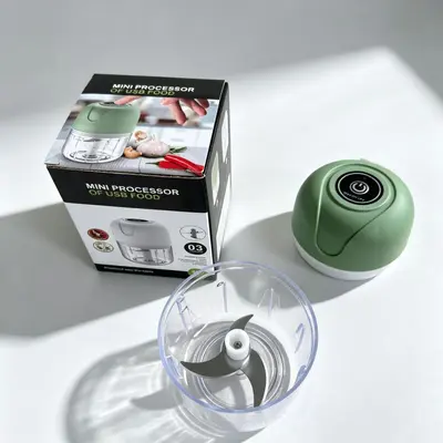 Mini elektrikli mutfak makinesi, USB şarjlı, yeşil/beyaz