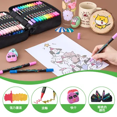 120 renk çift uçlu akrilik marker öğrenci sanat seti