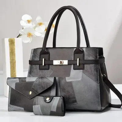 Three-Piece Women's Bag Set: Handbag, Shoulder and Crossbody Bag - 7