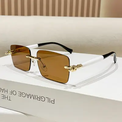 Frameless Sunglasses, Gradient Two-Tone Frame, Unisex - 11