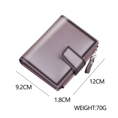 Men's Short Wallet, Vertical Design, Snap Button, Leather - 4