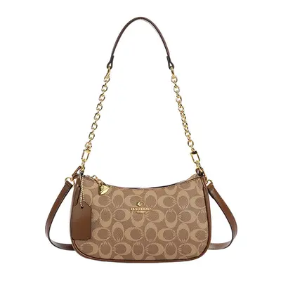 Women's Shoulder Bag Vintage Floral Print Light Luxury Textured Underarm Crossbody - 9