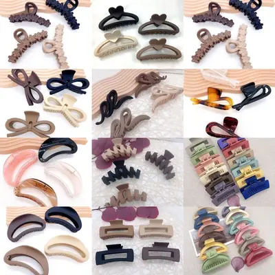 Combination claw clip rectangle square Korean style large size women simple and elegant back of head shark clip frosted hair claw clip