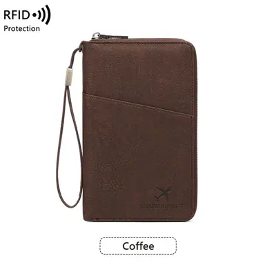 Cross-border new RFID anti-magnetic passport bag long zipper passport holder multifunctional travel ticket storage document bag - 9