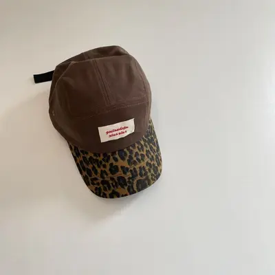 Çocuk Leopar Desenli Renk Bloklu Beyzbol Şapkası, Kore Tarzı, Sonbahar Kış