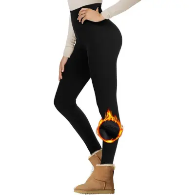 Polar astarlı kadın yüksek belli kışlık yoga pantolonu, karın kontrollü, sıcak
