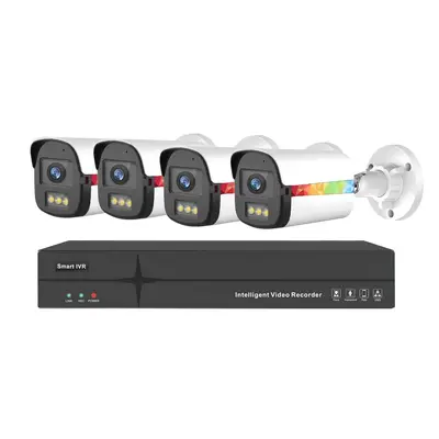 POE Ağ Beyaz Işık Tam Renkli Gece Görüş Gözetleme Kamera Seti HD Kamera CCTV İzleme Sistemi