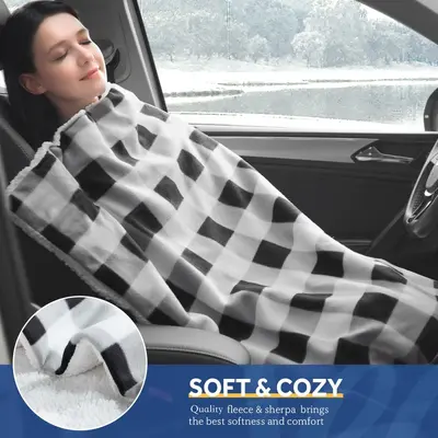 Karierte 12V Auto-Elektrodecke mit Körperwärmer-Schal